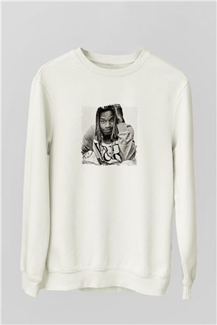 Fetty Wap Baskılı Unisex Beyaz Sweatshirt