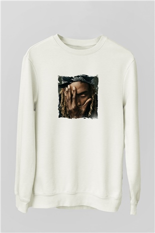 Fetty Wap Baskılı Unisex Beyaz Sweatshirt