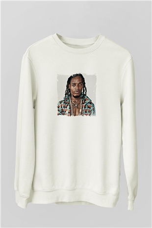 Fetty Wap Baskılı Unisex Beyaz Sweatshirt