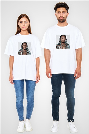 Fetty Wap Baskılı Oversize Beyaz Tişört