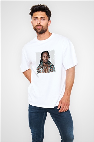 Fetty Wap Baskılı Oversize Beyaz Tişört