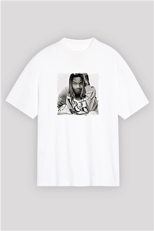 Fetty Wap Baskılı Oversize Beyaz Tişört