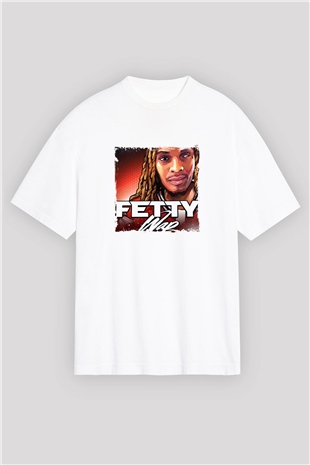 Fetty Wap Baskılı Oversize Beyaz Tişört