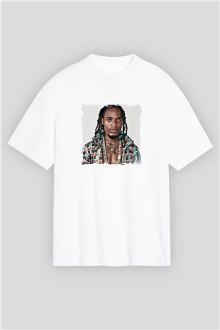 Fetty Wap Baskılı Oversize Beyaz Tişört