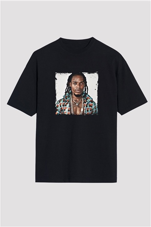 Fetty Wap Baskılı Unisex Oversize Siyah Tişört