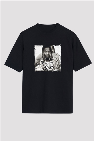 Fetty Wap Baskılı Unisex Oversize Siyah Tişört