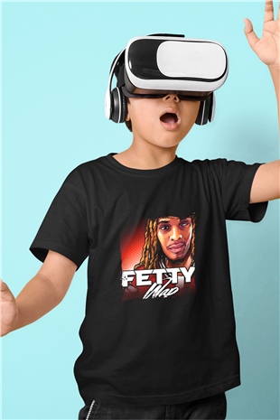 Fetty Wap Baskılı Unisex Siyah Çocuk Tişört