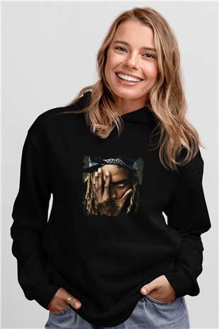 Fetty Wap Baskılı Unisex Siyah Hoodie