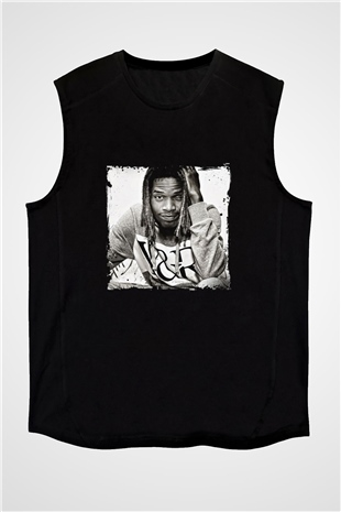 Fetty Wap Baskılı Unisex Siyah Kolsuz Tişört