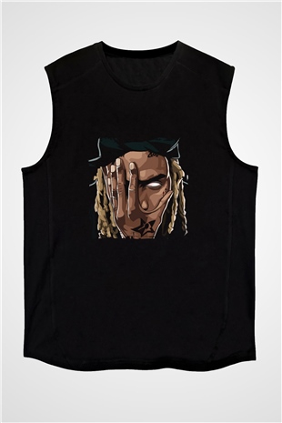 Fetty Wap Baskılı Unisex Siyah Kolsuz Tişört