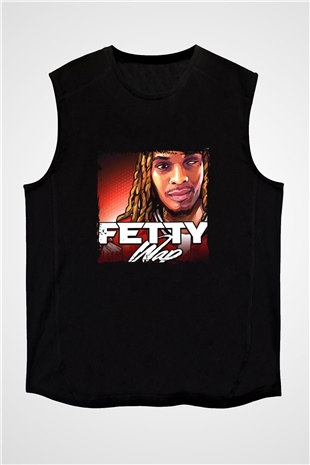 Fetty Wap Baskılı Unisex Siyah Kolsuz Tişört
