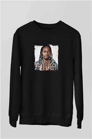 Fetty Wap Baskılı Unisex Siyah Sweatshirt