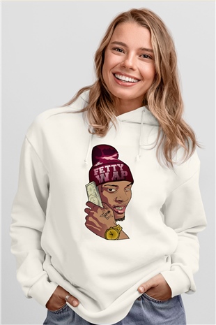 Fetty Wap Beyaz Unisex Kapüşonlu Sweatshirt