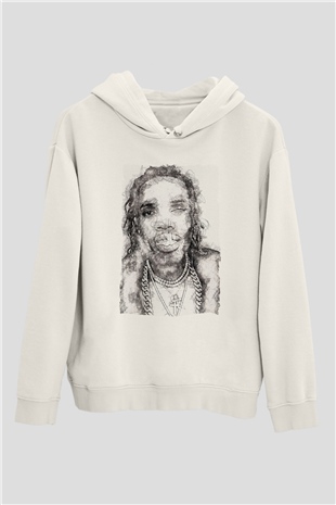 Fetty Wap Beyaz Unisex Kapüşonlu Sweatshirt