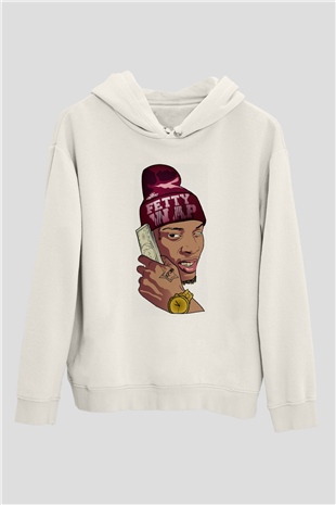 Fetty Wap Beyaz Unisex Kapüşonlu Sweatshirt