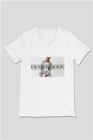 Fetty Wap Beyaz Unisex V Yaka Tişört