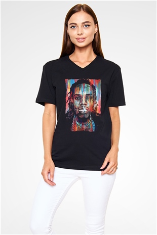 Fetty Wap Siyah Unisex V Yaka Tişört