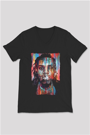 Fetty Wap Siyah Unisex V Yaka Tişört