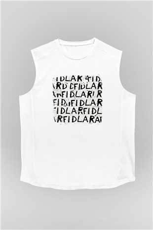Fidlar Baskılı Unisex Beyaz Kolsuz Tişört