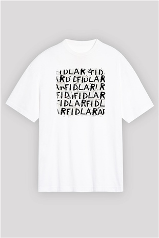 Fidlar Baskılı Unisex Beyaz Oversize Tişört