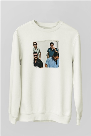Fidlar Baskılı Unisex Beyaz Sweatshirt