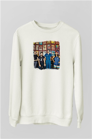 Fidlar Baskılı Unisex Beyaz Sweatshirt