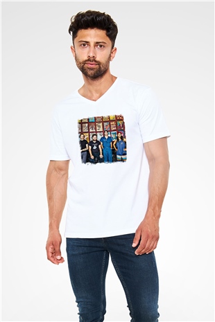 Fidlar Baskılı Unisex Beyaz V Yaka Tişört
