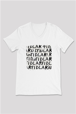 Fidlar Baskılı Unisex Beyaz V Yaka Tişört