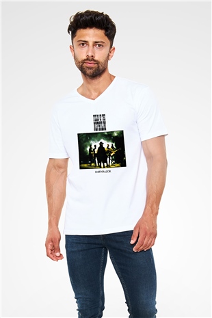 Fields of the Nephilim Baskılı Unisex Beyaz V Yaka Tişört