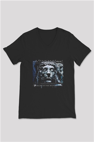 Fields of the Nephilim Baskılı Unisex Siyah V Yaka Tişört