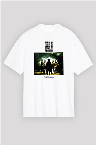 Fields of the Nephilim Baskılı Unisex Beyaz Oversize Tişört