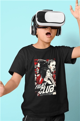 Fight Club Dövüş Klubü Baskılı Siyah Unisex Çocuk Tişört