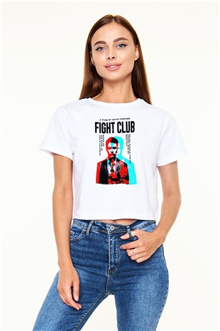 Fight Club Dövüş Klubü Beyaz   Crop Top Tişört