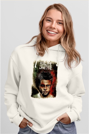 Fight Club Dövüş Klubü Beyaz Unisex Hoodie