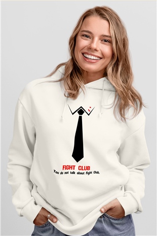 Fight Club Dövüş Klubü Beyaz Unisex Kapşonlu Sweatshirt