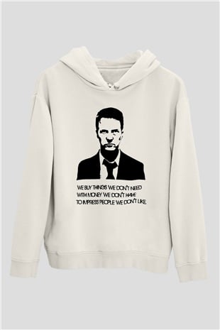 Fight Club Dövüş Klubü Beyaz Unisex Kapşonlu Sweatshirt