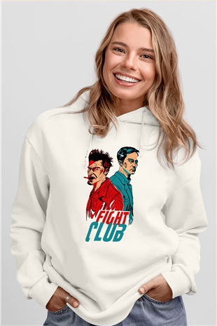 Fight Club Dövüş Klubü Beyaz Unisex Kapşonlu Sweatshirt
