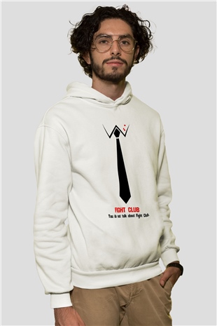 Fight Club Dövüş Klubü Beyaz Unisex Kapşonlu Sweatshirt