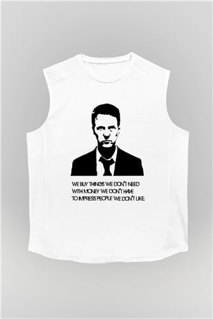 Fight Club Dövüş Klubü Beyaz Unisex Kolsuz Tişört
