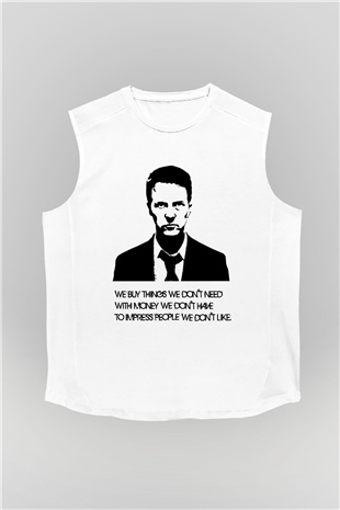 Fight Club Dövüş Klubü Beyaz Unisex Kolsuz Tişört