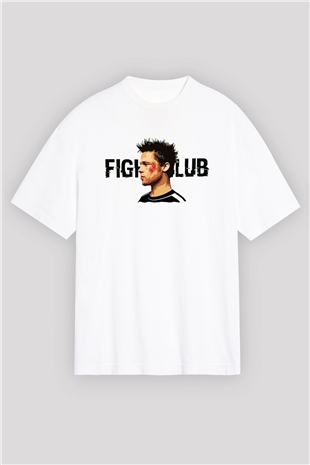Fight Club Dövüş Klubü Beyaz Unisex Oversize Tişört