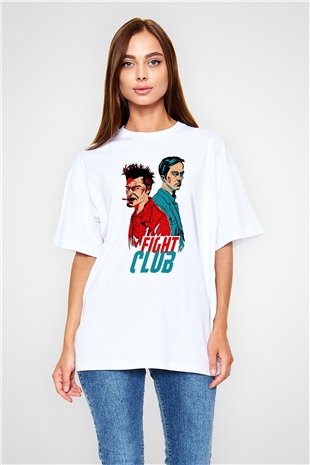 Fight Club Dövüş Klubü Beyaz Unisex Oversize Tişört
