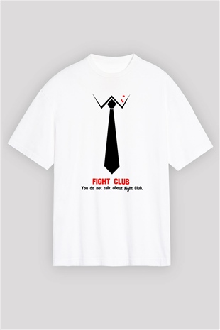 Fight Club Dövüş Klubü Beyaz Unisex Oversize Tişört
