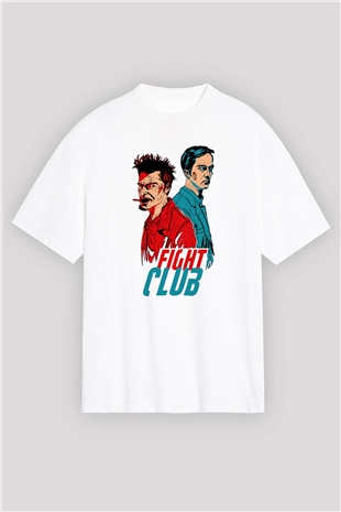 Fight Club Dövüş Klubü Beyaz Unisex Oversize Tişört