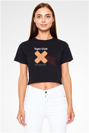 Fight Club Dövüş Klubü Siyah Crop Top Tişört