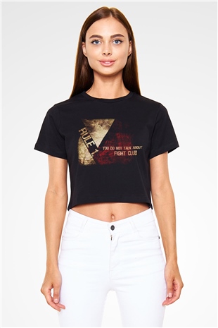 Fight Club Dövüş Klubü Siyah Crop Top Tişört
