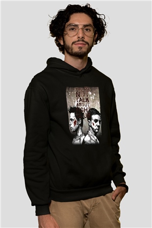 Fight Club Dövüş Klubü Siyah Unisex Kapüşonlu Sweatshirt