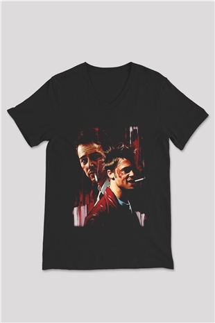 Fight Club Dövüş Klubü Siyah Unisex  V Yaka Tişört