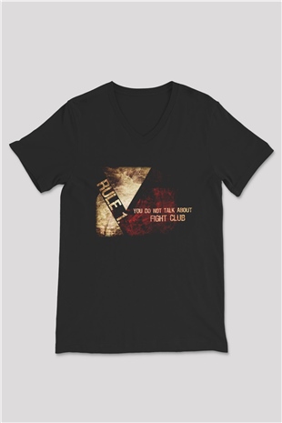 Fight Club Dövüş Klubü Siyah Unisex V Yaka Tişört