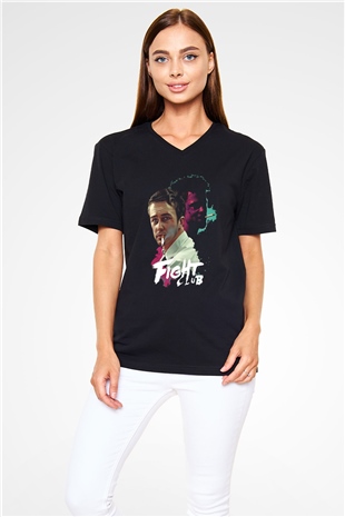 Fight Club Dövüş Klubü Siyah Unisex V Yaka Tişört